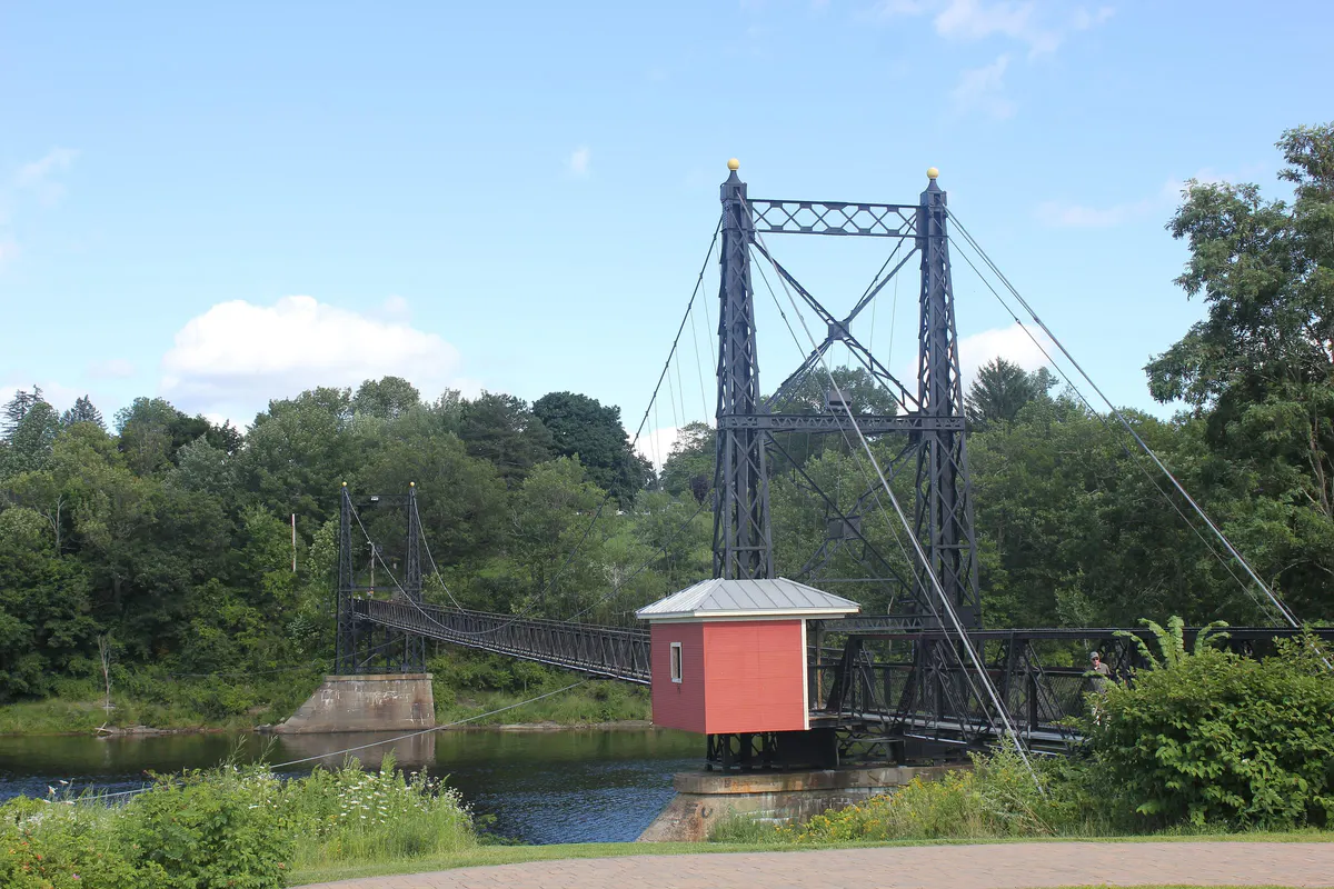 The Two Cent Bridge footbridge over the Kennebec
