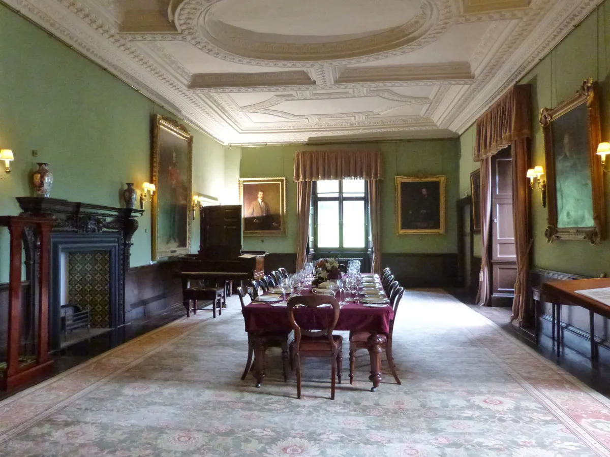 Formal dining room set for twelve